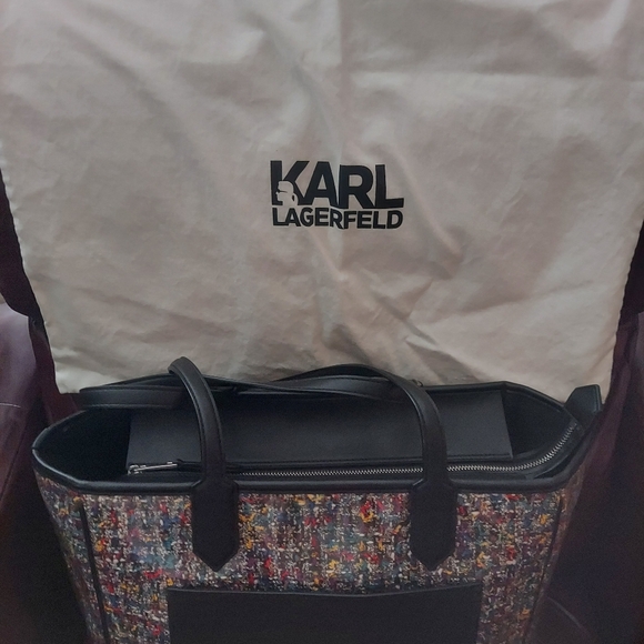 KARL LAGERFELD "Journey" Tweed Neverfull Tote, ID/Change-Purse & Dust-Bag - Picture 10 of 16